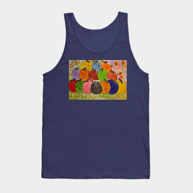 Quirky Colourful Sheep Tank Top by Casimirasquirkyart